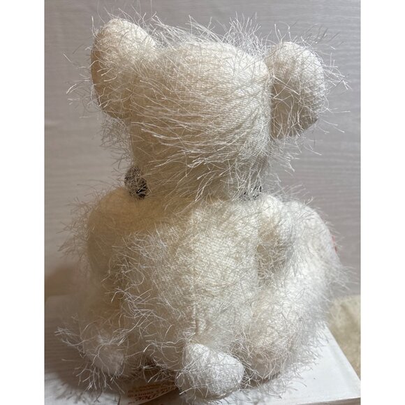 Dan Dee Collectors Choice White Fuzzy Teddy Bear With Mask & Bow Tie Orange Paws - Picture 3 of 6